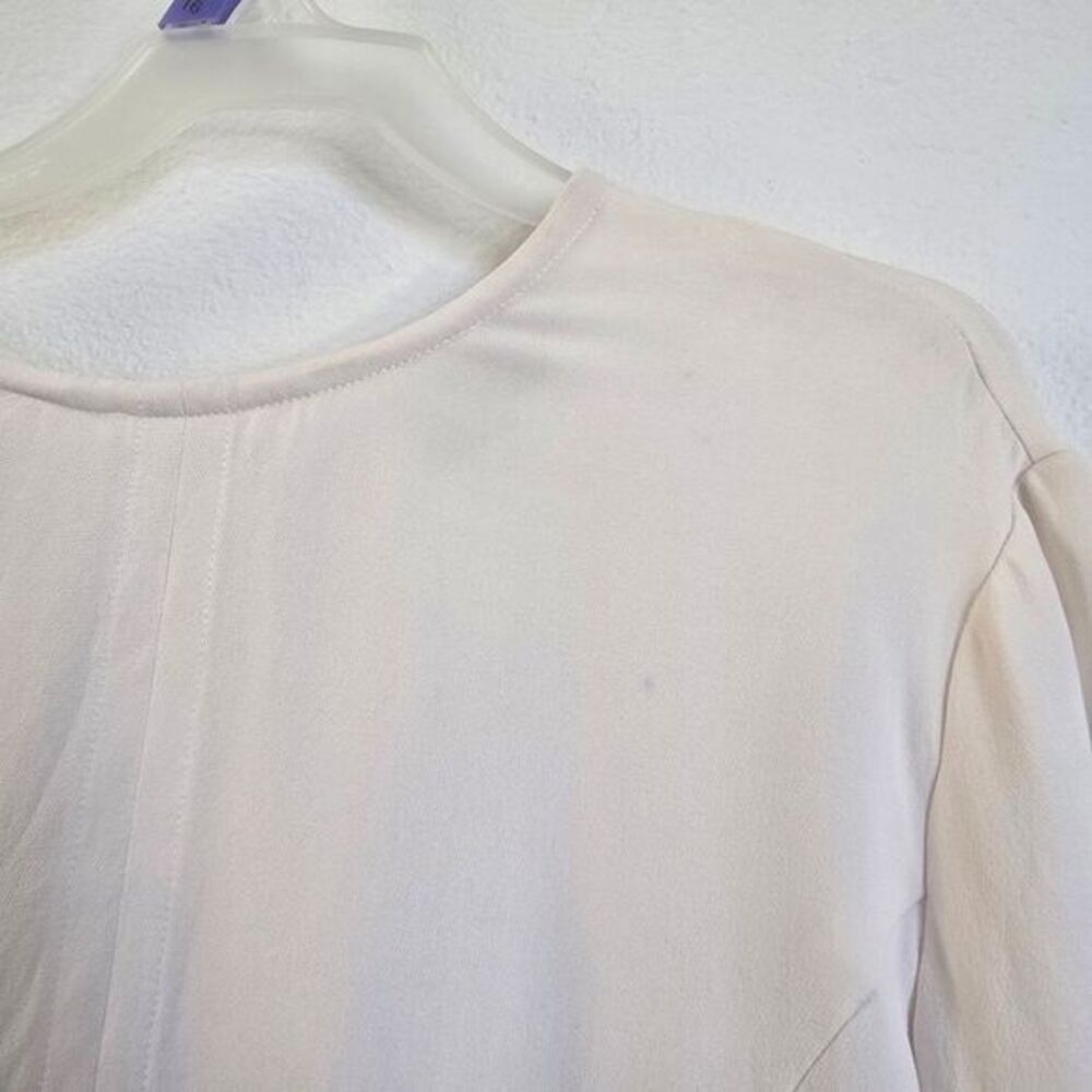 Studio 121 Cream Beige 100% Silk Longsleeve Blouse Top Sz 2 Quiet Luxury Vintage - Picture 3 of 12